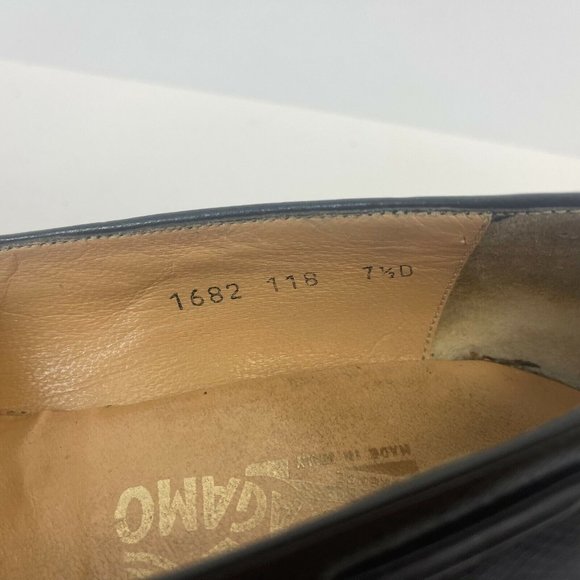 Salvatore Ferragamo Tassle Slip On Loafers Leather Black Italy Mens Size 7.5 D - Picture 7 of 7